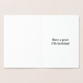 Vet, Gouden folie "17 JAAR OUD!" Verjaardag Kaart (Binnen)