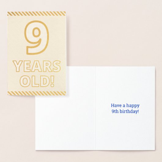 Vet, Gouden folie "9 JAAR OUD!" Verjaardag Kaart (Display)