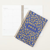 Vet gouden patroon op blauwe achtergrond planner (Display)