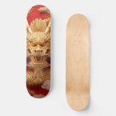 Vet Gouden & Rode Drakenhoofd Persoonlijk Skateboard (Voorkant)