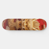 Vet Gouden & Rode Drakenhoofd Persoonlijk Skateboard (Horizontaal)