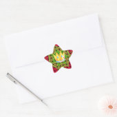 Vet Gouden Rood Geweven Bloemen Centraal Kunstwerk Ster Sticker (Envelop)