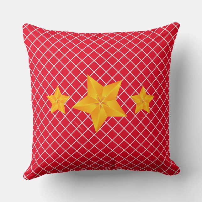 Vet gouden sterren/Sierkussen met rode strepen Kussen (Achterkant)