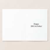 Vet, goudfolie "20 JAAR OUD!" Verjaardag Kaart (Binnen)