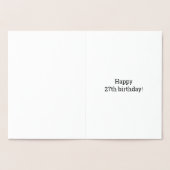 Vet, goudfolie "27 JAAR OUD!" Verjaardag Kaart (Binnen)