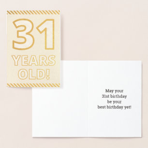 Vet, goudfolie "31 JAAR OUD!" Verjaardag Kaart
