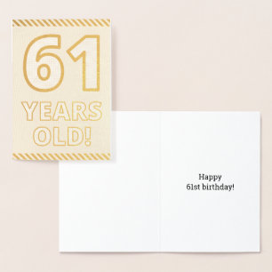 Vet, goudfolie "61 JAAR OUD!" Verjaardag Kaart
