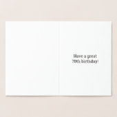 Vet, goudfolie "70 JAAR OUD!" Verjaardag Kaart (Binnen)