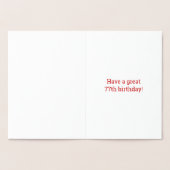 Vet, goudfolie "77 JAAR OUD!" Verjaardag Kaart (Binnen)