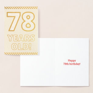 Vet, goudfolie "78 JAAR OUD!" Verjaardag Kaart