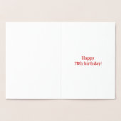 Vet, goudfolie "78 JAAR OUD!" Verjaardag Kaart (Binnen)