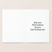 Vet, goudfolie "89 JAAR OUD!" Verjaardag Kaart (Binnen)