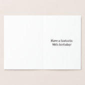 Vet, goudfolie "96 JAAR OUD!" Verjaardag Kaart (Binnen)