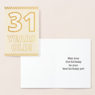 Vet, goudolie "31 JAAR OUD!" Birthday-kaart Folie Kaarten