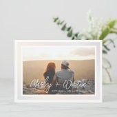 Vet gradiëntrand Handgeschreven namen & foto's Save The Date (Staand voorkant)