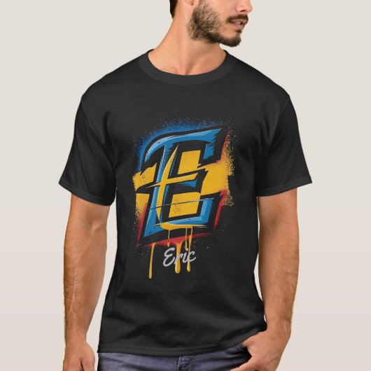  vet graffiti letter 'e' Initiaal T-shirt (Voorkant)