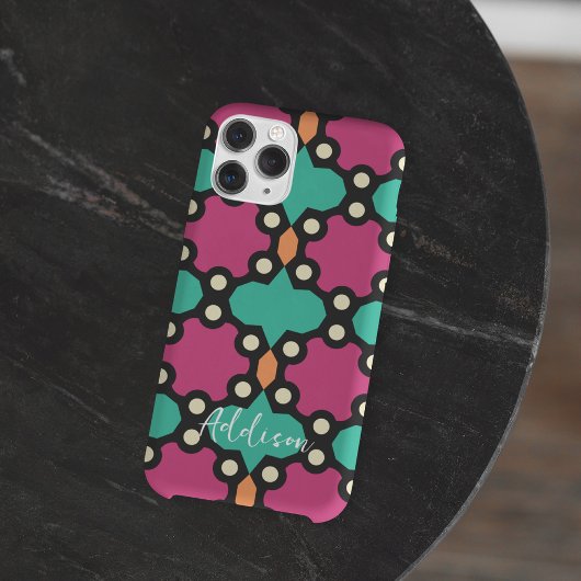 Vet Grafisch Roze en Blauwgroen Tegel Patroon Case-Mate iPhone Case