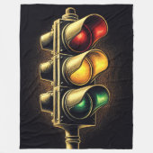Vet Grafisch Stoplight op Zwart Fleece Deken (Voorkant)