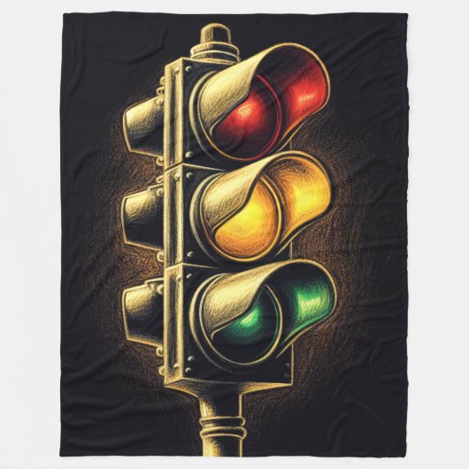 Vet Grafisch Stoplight op Zwart Fleece Deken (Voorkant)