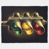 Vet Grafisch Stoplight op Zwart Fleece Deken (Voorkant (Horizontaal))