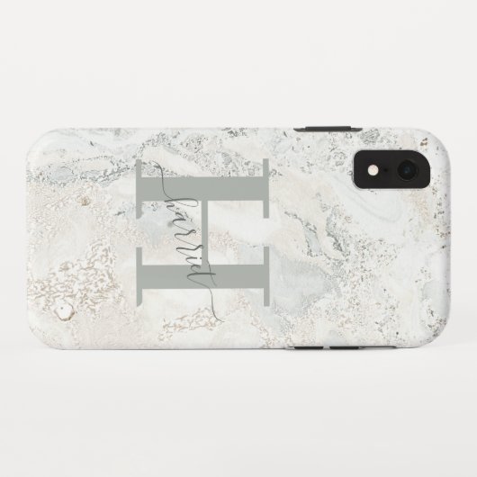 Vet grafisch typografisch initiaal marmer Case-Mate iPhone case (Achterkant (horizontaal))