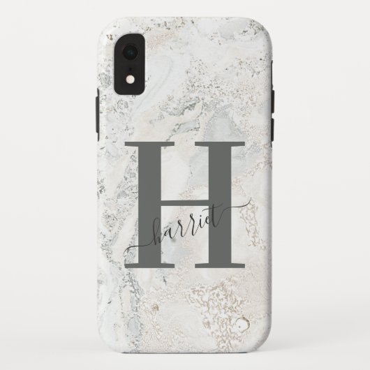 Vet grafisch typografisch initiaal marmer Case-Mate iPhone case (Achterkant)