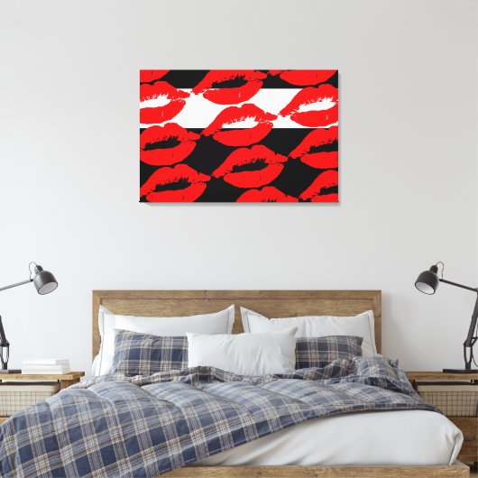 Vet Graphic Mouth Kiss Rode Lip Print Zwart Wit (Insitu (Slaapkamer))