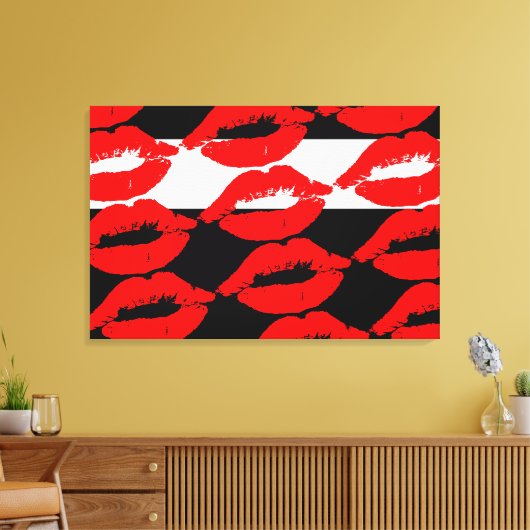 Vet Graphic Mouth Kiss Rode Lip Print Zwart Wit (Insitu (Woonkamer))