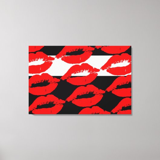 Vet Graphic Mouth Kiss Rode Lip Print Zwart Wit (Voorkant)