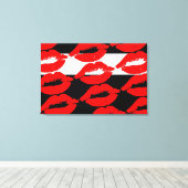 Vet Graphic Mouth Kiss Rode Lip Print Zwart Wit (Insitu (Houten vloer))