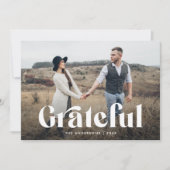 Vet Grateful Typografie Foto Feestdagenkaart (Voorkant)