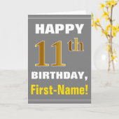 Vet, grijs, Faux Gold 11e verjaardag met Kaart (Gele Bloem)