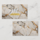 Vet Grijs & Goud Marmer Modern Visitekaartje (Voorkant / Achterkant)