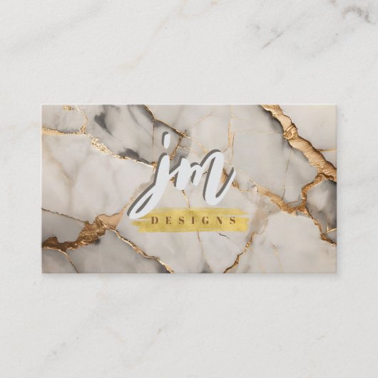 Vet Grijs & Goud Marmer Modern Visitekaartje (Voorkant)