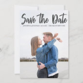 Vet Grijs Manuscript Bekleding Moderne Foto van he Save The Date (Voorkant)