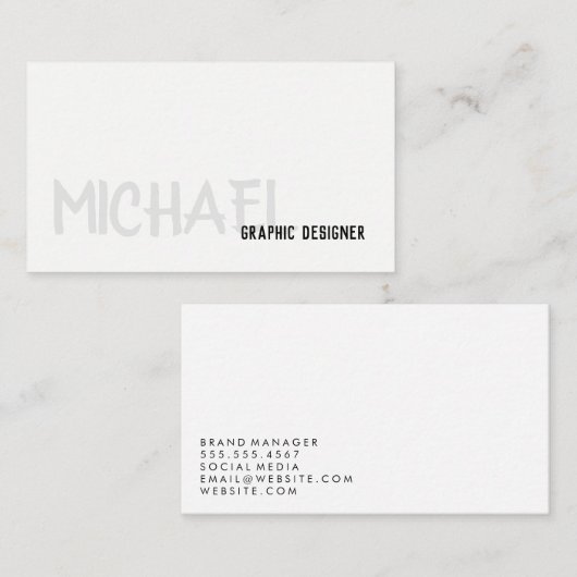 Vet Grijs Zwart Eenvoudige Tekst Visitekaartje (Voorkant / Achterkant)