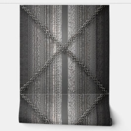 Vet Grijze streep met kruiskettingen Behang