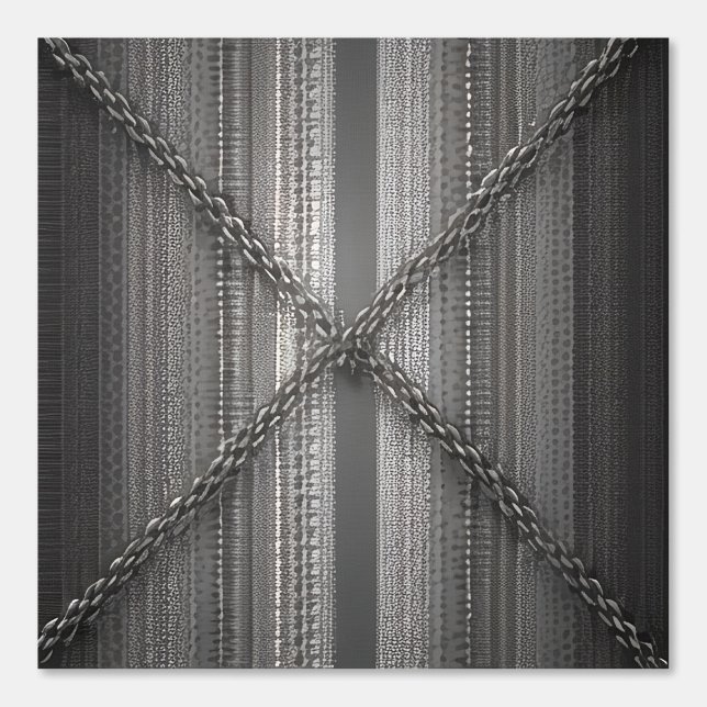 Vet Grijze streep met kruiskettingen Behang (Voorkant)