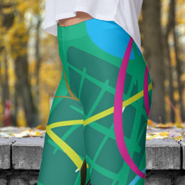 Vet Groen Blauw Abstract Print Leggings