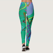 Vet Groen Blauw Abstract Print Leggings (Achterkant)