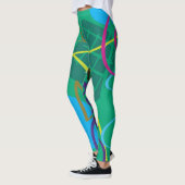 Vet Groen Blauw Abstract Print Leggings (Links)
