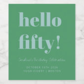 Vet Groen Blauw Modern 50e verjaardag Aangepast Wijn Etiket (Enkel label)