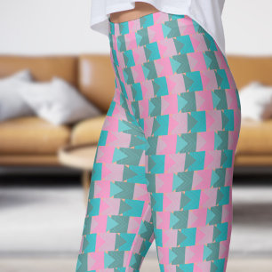 Vet Groen Blauwgroen en Roze Pijlpatroon Leggings