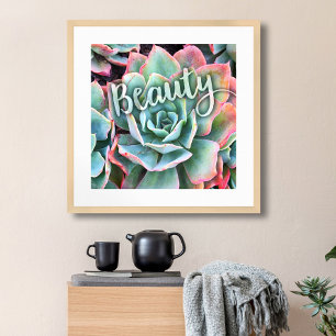 Vet groen cactus Succulent Photo Beauty Script Poster