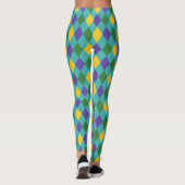 Vet Groen en Geel Harlekijn Check Patroon Leggings (Achterkant)