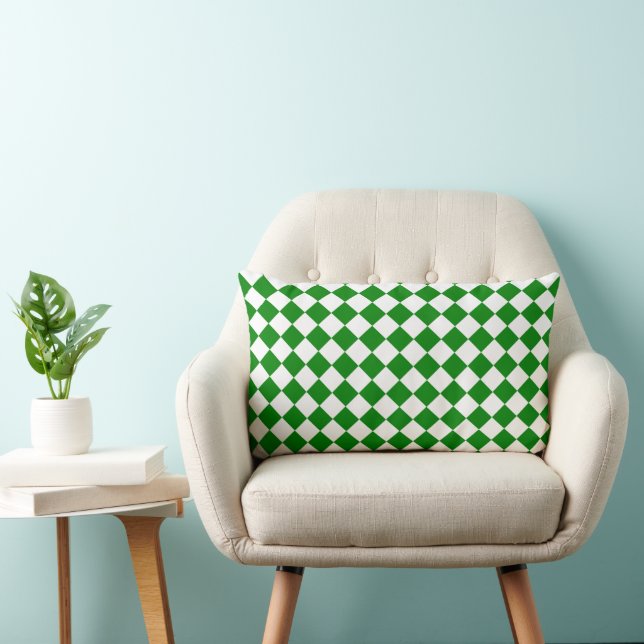 Vet Groen en Wit Chevron Patroon 33 cm x 53 cm Kussen (Stoel)