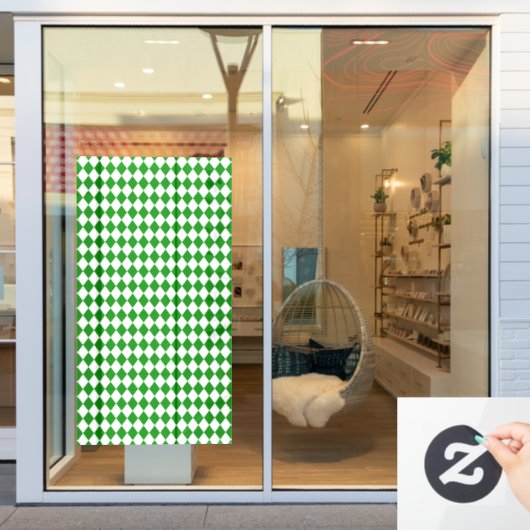 Vet Groen en Wit Chevron Patroon Raamsticker (Winkelraam)