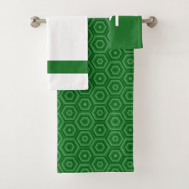 Vet groen en wit met optioneel monogram bad handdoek
