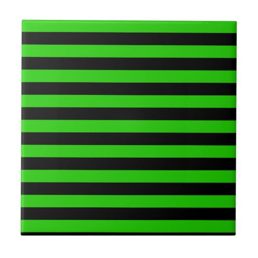 Vet groen en zwart Stripes patroon Tegeltje (Voorkant)