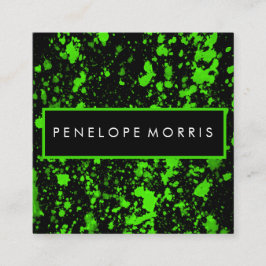 Vet Groen en Zwart Verf Splatter Beauty Stylist Vierkante Visitekaartje